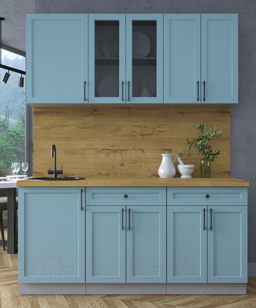 Изображение товара Кухонный гарнитур Интерлиния Тренд 1.7А (океан/океан/дуб бунратти)