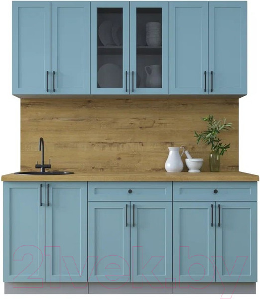 Изображение товара Кухонный гарнитур Интерлиния Тренд 1.8А (океан/океан/дуб бунратти)