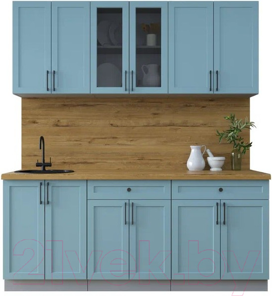 Изображение товара Кухонный гарнитур Интерлиния Тренд 1.9А (океан/океан/дуб бунратти)
