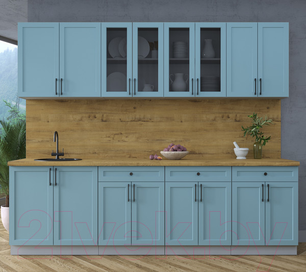Изображение товара Кухонный гарнитур Интерлиния Тренд 2.6А (океан/океан/дуб бунратти)