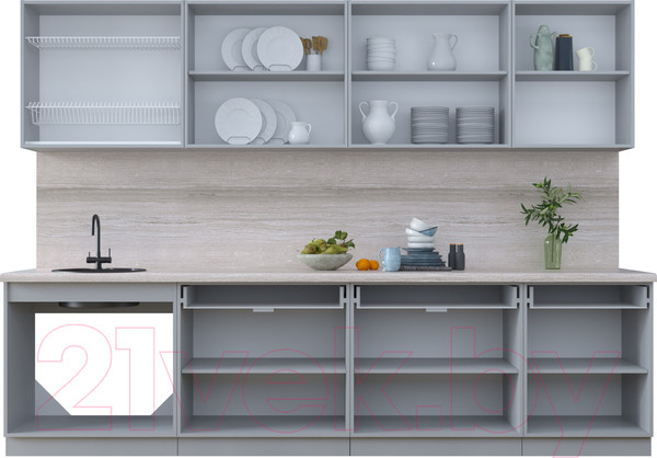 Изображение товара Кухонный гарнитур Интерлиния Тренд 3.0А (пепел/пепел/опал светлый)