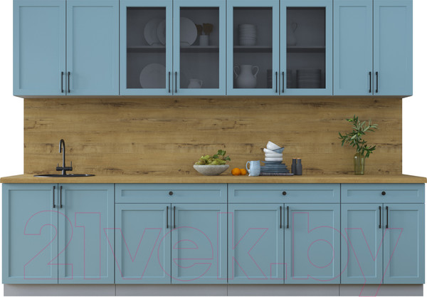 Изображение товара Кухонный гарнитур Интерлиния Тренд 3.0А (океан/океан/дуб бунратти)