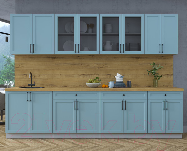 Изображение товара Кухонный гарнитур Интерлиния Тренд 3.0А (океан/океан/дуб бунратти)