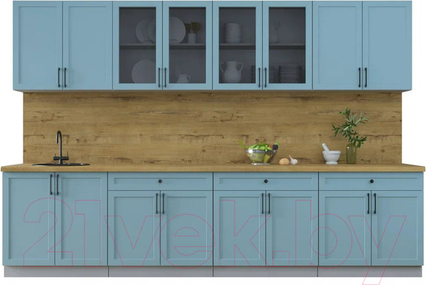 Изображение товара Кухонный гарнитур Интерлиния Тренд 3.2А (океан/океан/дуб бунратти)