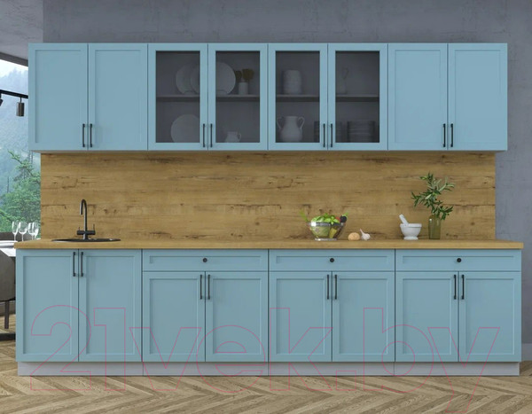 Изображение товара Кухонный гарнитур Интерлиния Тренд 3.2А (океан/океан/дуб бунратти)