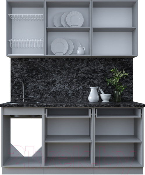 Изображение товара Кухонный гарнитур Интерлиния Тренд 1.7А (белый/белый/кастилло темный)