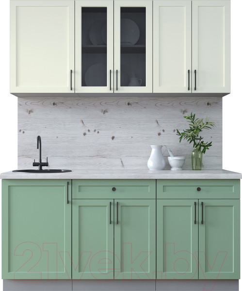 Изображение товара Кухонный гарнитур Интерлиния Тренд 1.7А (мята/белый/бискайская сосна)