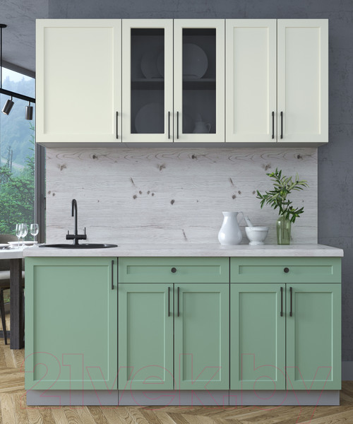 Изображение товара Кухонный гарнитур Интерлиния Тренд 1.7А (мята/белый/бискайская сосна)