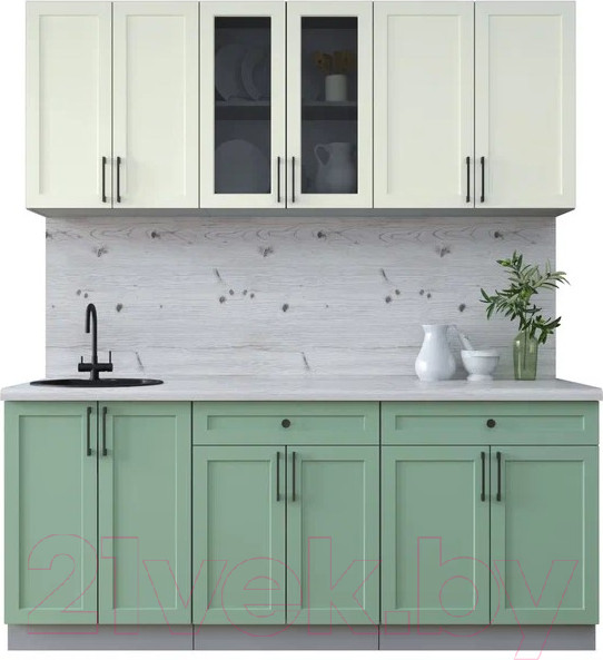 Изображение товара Кухонный гарнитур Интерлиния Тренд 1.9А (мята/белый/бискайская сосна)