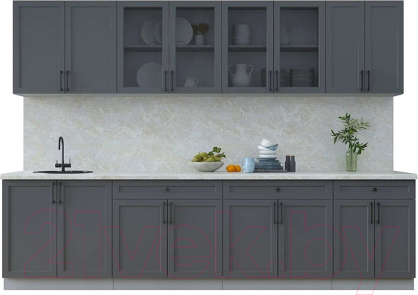 Изображение товара Кухонный гарнитур Интерлиния Тренд 3.0А (пепел/пепел/опал светлый)