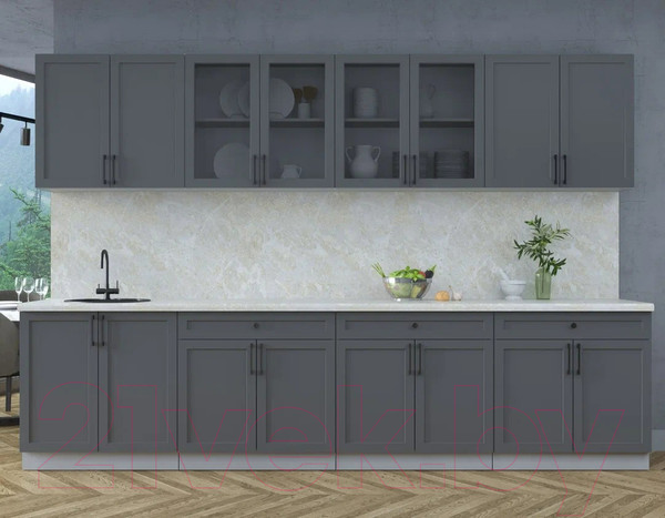 Изображение товара Кухонный гарнитур Интерлиния Тренд 3.2А (пепел/пепел/опал светлый)