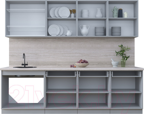 Изображение товара Кухонный гарнитур Интерлиния Тренд 2.6А (мята/белый/бискайская сосна)