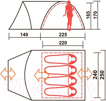 Изображение товара Палатка Canadian Camper Rino 4 (Royal)