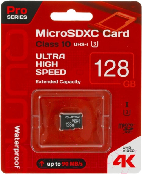 Изображение товара Карта памяти Qumo microSDXC 128GB Q33344 (QM128GMICSDXC10U3NA)