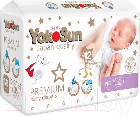 Изображение товара Подгузники детские YokoSun Premium NB 0-5кг (36шт)
