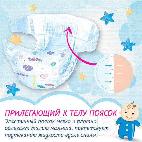 Изображение товара Подгузники детские YokoSun NB 2-5кг (34шт)