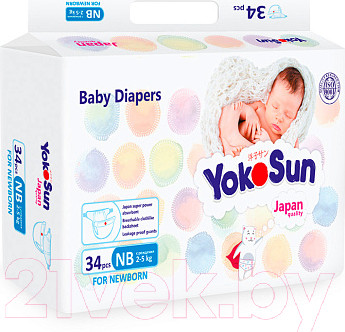 Изображение товара Подгузники детские YokoSun NB 2-5кг (34шт)