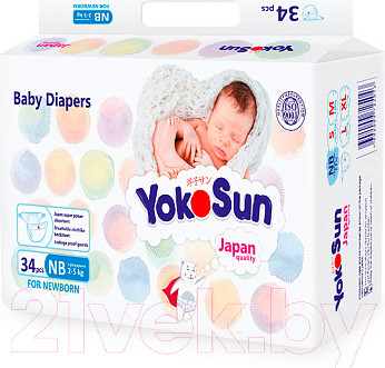 Изображение товара Подгузники детские YokoSun NB 2-5кг (34шт)