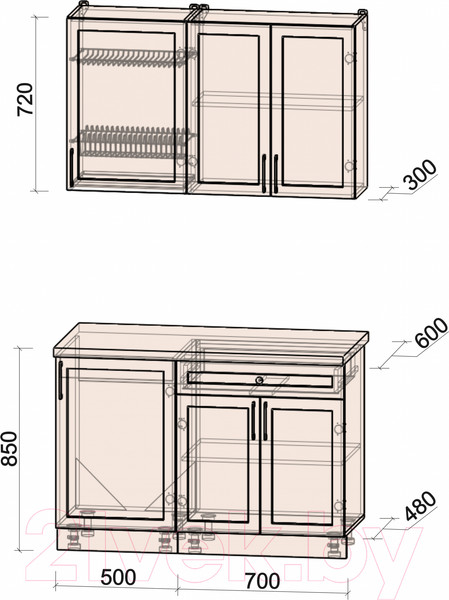 Изображение товара Кухонный гарнитур Интерлиния Тренд 1.2А (пепел/пепел/опал светлый)