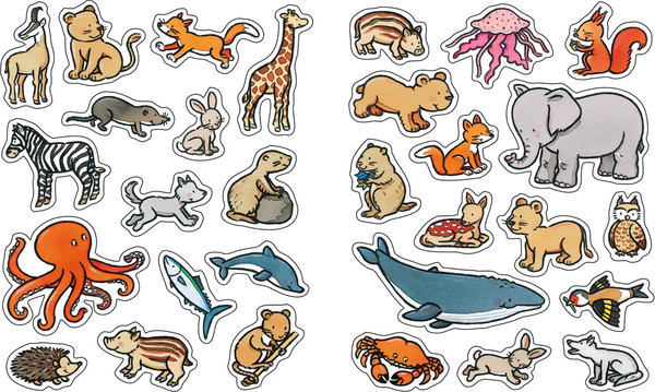 Изображение товара Развивающая книга Махаон Животные с наклейками, мягкая обложка (Белино Натали)