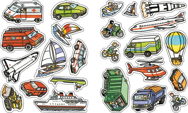 Изображение товара Развивающая книга Махаон Транспорт с наклейками, мягкая обложка (Мишле Сильви)