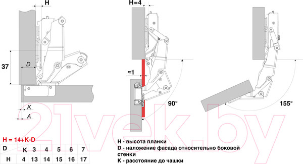 Изображение товара Петля мебельная Boyard Clip-on H603A02/6014 (c амортизацией)