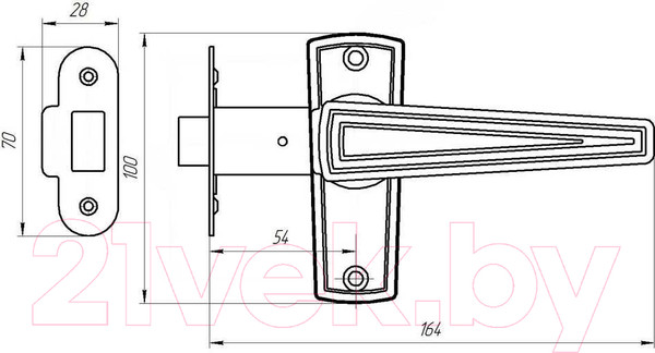 Изображение товара Защелка врезная Зенит ЗЩ2.01 (бронза)