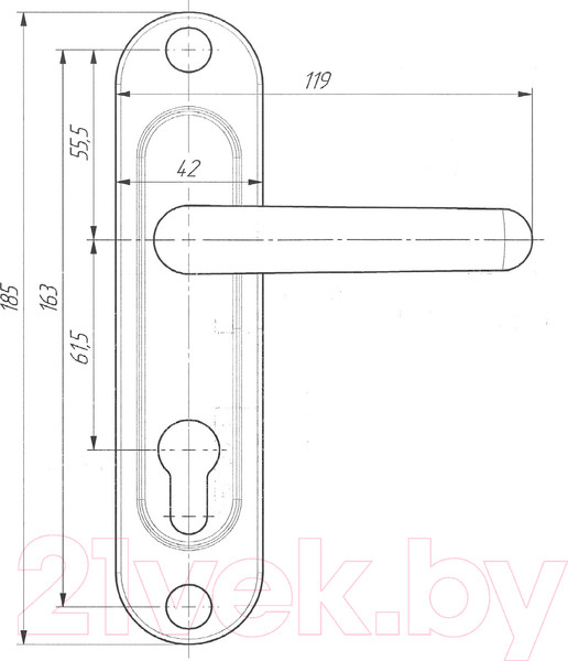 Изображение товара Ручка дверная Зенит РФ1-60.02 (хром)