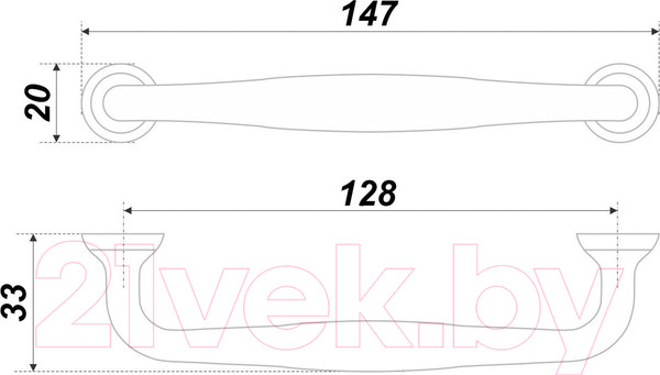 Изображение товара Ручка для мебели Boyard Ursula RS433W.4/128
