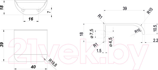 Изображение товара Ручка для мебели Boyard Al Monte RT110W.1/16