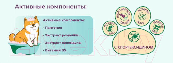 Изображение товара Шампунь для животных Toshiko Антибактериальный с хлоргексидином для собак (300мл)