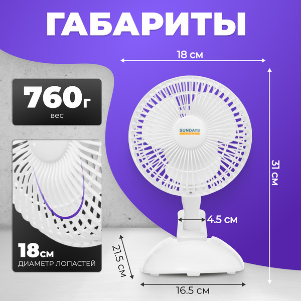 Изображение товара Вентилятор Sundays Home RTJ-15 (белый)