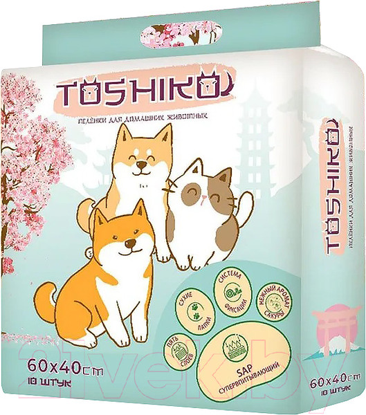 Изображение товара Одноразовая пеленка для животных Toshiko С ароматом сакуры 40x60см (10шт)