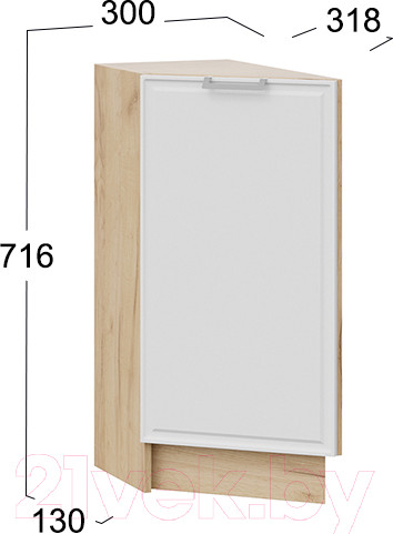 Изображение товара Шкаф-стол кухонный ТриЯ Белладжио 1Н3Т (дуб крафт золотой/фон белый)