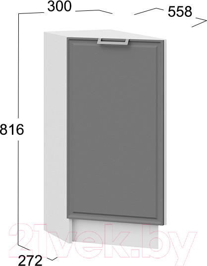 Изображение товара Шкаф-стол кухонный ТриЯ Белладжио 1Н3Т (белый/софт графит)