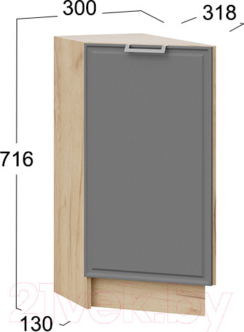 Изображение товара Шкаф-стол кухонный ТриЯ Белладжио 1Н3Т (дуб крафт золотой/софт графит)