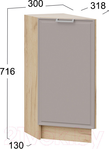 Изображение товара Шкаф-стол кухонный ТриЯ Белладжио 1Н3Т (дуб крафт золотой/софт капучино)