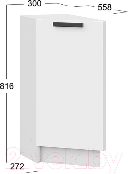 Изображение товара Шкаф-стол кухонный ТриЯ Детройт 1Н3Т исп.2 (белый/белый глянец)