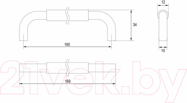 Изображение товара Ручка для мебели Boyard Slot RS048CP/BSN.4/160
