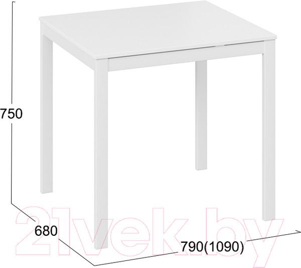 Изображение товара Обеденный стол ТриЯ Слайд тип 1 раздвижной (белый матовый/белый)
