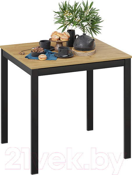 Изображение товара Обеденный стол ТриЯ Слайд тип 1 раздвижной (черный муар/дуб крафт золотой)