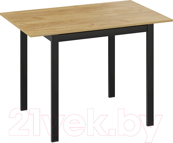 Изображение товара Обеденный стол ТриЯ Слайд тип 1 раздвижной (черный муар/дуб крафт золотой)
