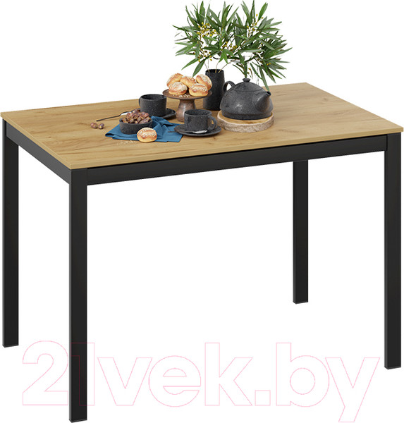 Изображение товара Обеденный стол ТриЯ Слайд тип 2 раздвижной (черный муар/дуб крафт золотой)