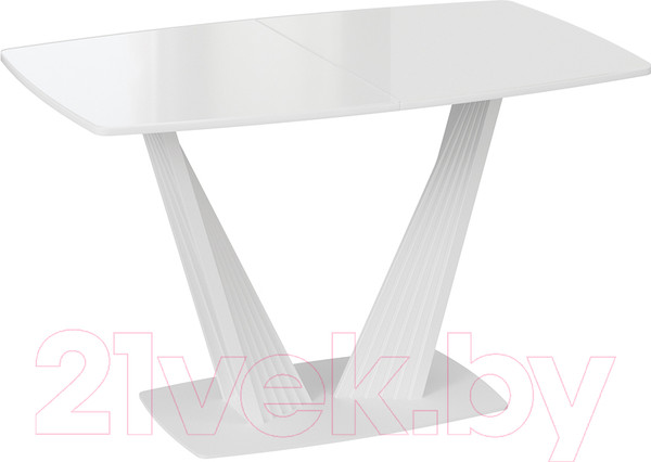 Изображение товара Обеденный стол ТриЯ Фабио тип 1 раздвижной (белый матовый/стекло глянцевое белое)