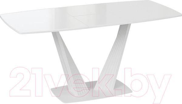Изображение товара Обеденный стол ТриЯ Фабио тип 1 раздвижной (белый матовый/стекло глянцевое белое)