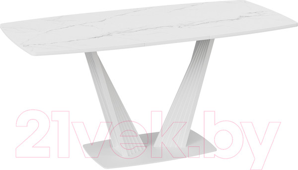Изображение товара Обеденный стол ТриЯ Фабио тип 1 раздвижной (белый матовый/стекло матовое белый мрамор)