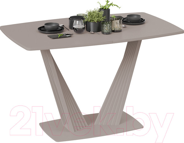Изображение товара Обеденный стол ТриЯ Фабио тип 1 раздвижной (капучино матовый/стекло матовое капучино)