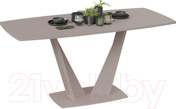 Изображение товара Обеденный стол ТриЯ Фабио тип 1 раздвижной (капучино матовый/стекло матовое капучино)