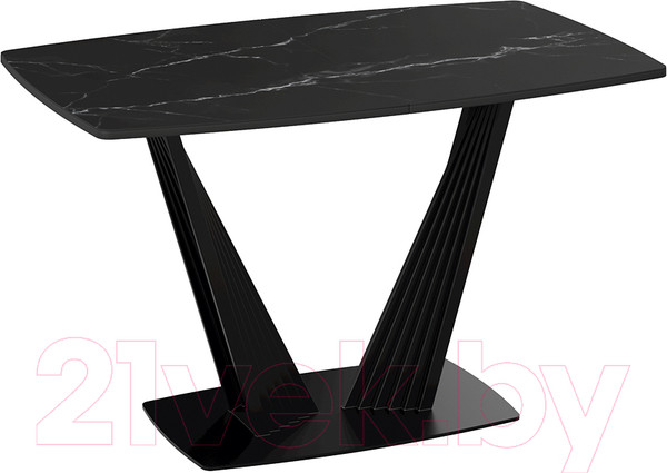 Изображение товара Обеденный стол ТриЯ Фабио тип 1 раздвижной (черный муар/стекло матовое черный мрамор)