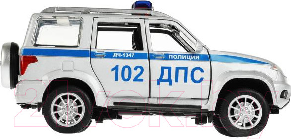 Изображение товара Масштабная модель автомобиля Технопарк UAZ Патриот Полиция / PATRIOT-124SL-POL-GY
